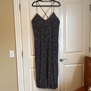 Old Navy black + white print strappy midi dress